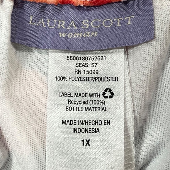 Laura Scott Woman plus size 1x blue & orange silky floral midi skirt EUC - Picture 8 of 8